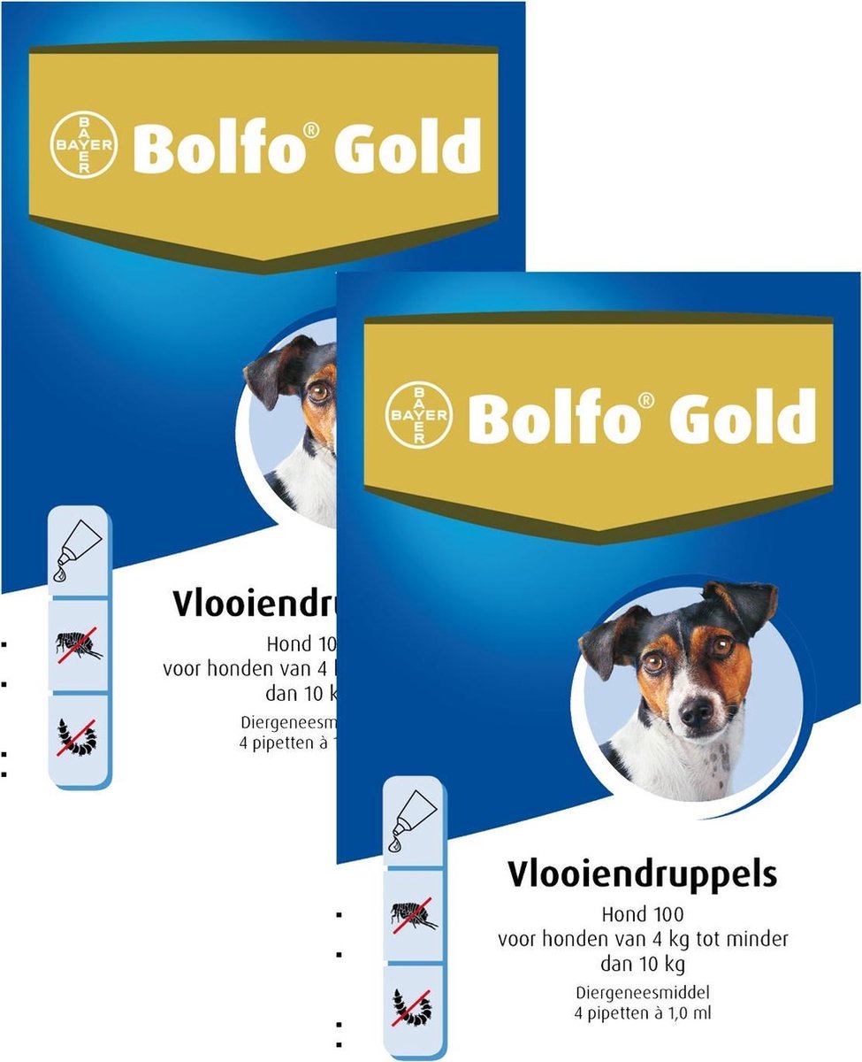Hond 100 - Anti vlooienmiddel - 2 x 4 stuks 4 - 10 Kg