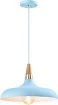 QUVIO Hanglamp retro - Lampen - Plafondlamp - Verlichting - Keukenverlichting - Lamp - Simplistisch laag design - E27 Fitting - Voor binnen - Met 1 lichtpunt - Aluminium - Hout - D 30 cm - Bl