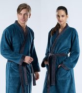 Belmanetti Badjas Dames Heren Bamboo Katoen Velours Fleece | Kamerjas Unisex met Riem | Grand Lake Bamboo Kimono Unisex 6565/659 Deep Green L