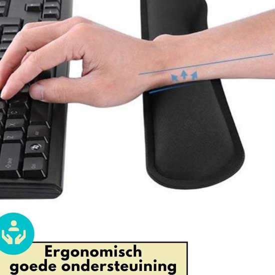 SANTERGO polssteun voor toetsenbord - ergonomische handsteun met bio- gierstkaf, met afneembare hoes, anti-peesontsteking pad voor laptop & computer, wirst rest in grijs