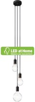 LEDatHOME - 3-lichts multi-hanglamp met stoffen kabel en metalen afwerkingen. Inclusief Dimbare LED lampen.