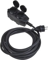 Pro Plus stekkerdoos-Schuko viervoudig 1,5 mm. 5 meter zwart