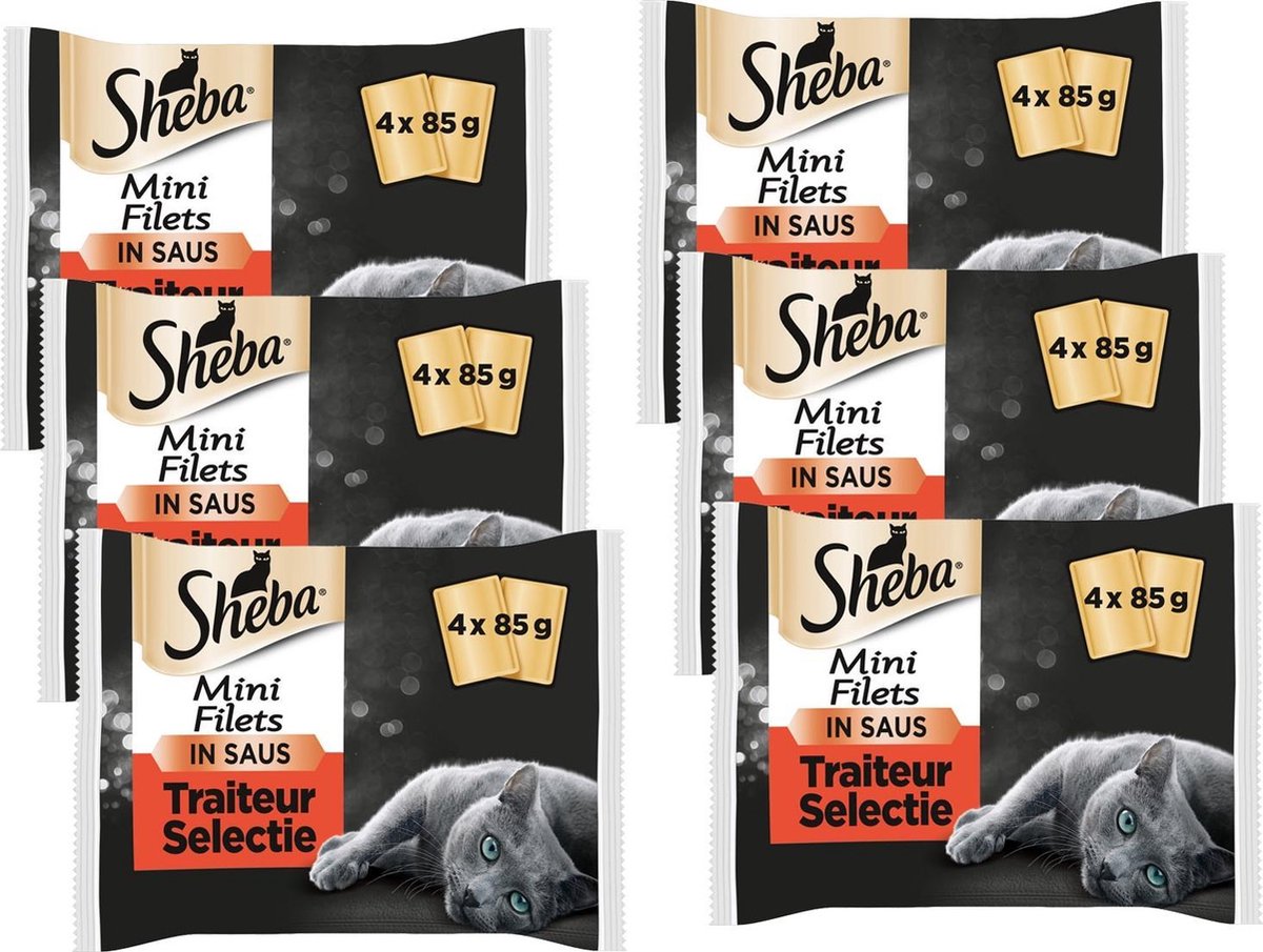 Sheba Sheba Multi-Pack Mini Filets Traiteur Pouch - Kattenvoer - 6 x Vlees 4x85 g