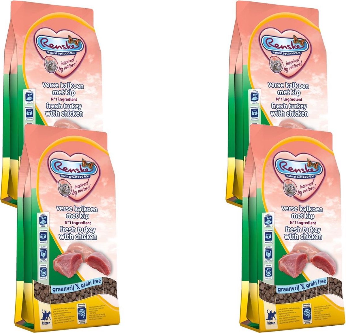 Renske Kitten Verse Kalkoen&Kip - Kattenvoer - 4 x 400 g