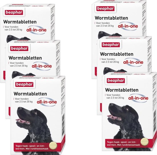 Beaphar Wormtablet All In One Hond - Anti wormenmiddel - 6 x 2 tab 2.5 Tot 20 Kg
