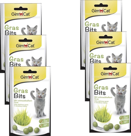 Gimcat Gras Bits - Kattensnack - 6 x 40 g