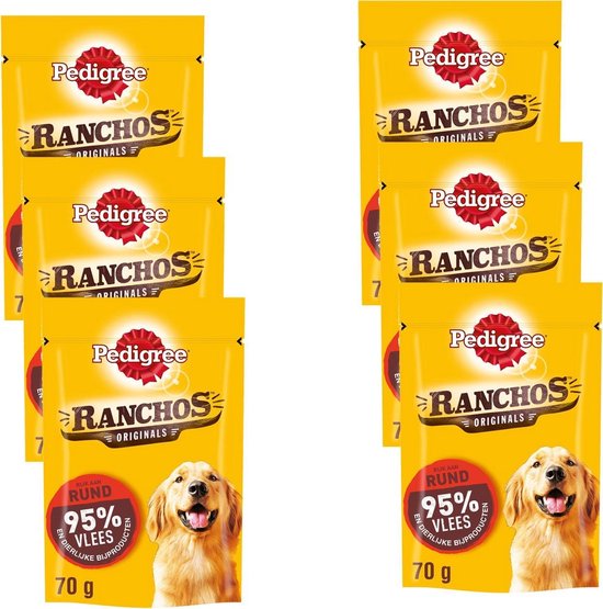 Pedigree Ranchos 70 g - Snacks pour chiens - 6 x Boeuf