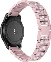 Smartwatch bandje - Geschikt voor Samsung Galaxy Watch 3 45mm, Gear S3, Huawei Watch GT 2 46mm, Garmin Vivoactive 4, 22mm horlogebandje - RVS metaal - Fungus - Glamour - Roze