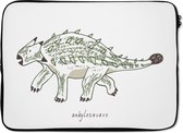 Laptophoes 13 inch - Kinderkamer - Ankylosaurus - Dinosaurus - Jongens - Meisjes - Kinderen - Laptop sleeve - Binnenmaat 32x22,5 cm - Zwarte achterkant
