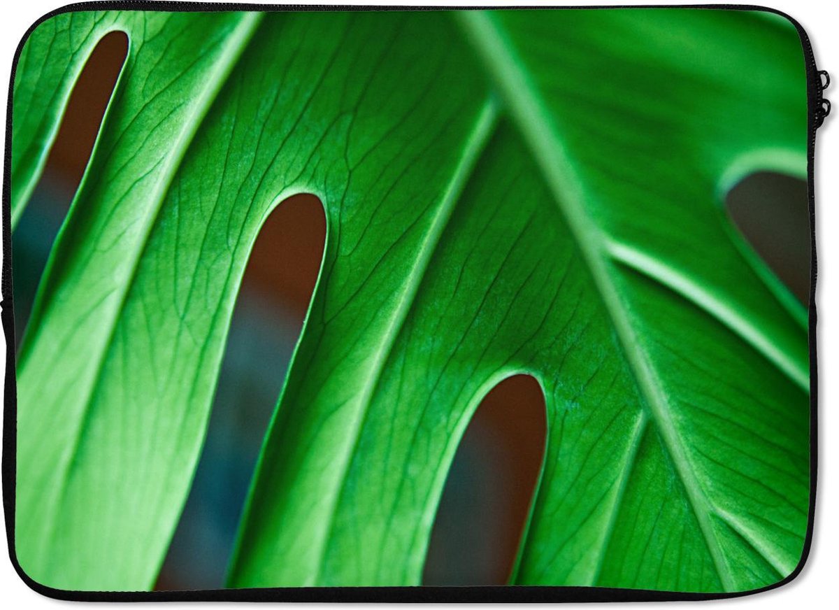 Laptophoes 14 inch 36x26 cm - Botanisch - Macbook & Laptop sleeve Levendig botanisch blad - Laptop hoes met foto