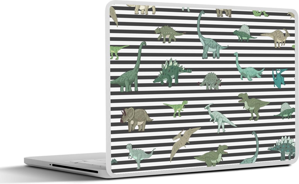 Laptop sticker - 17.3 inch - Kinderkamer - Dinosaurus - Zwart - Jongens - Meisjes - Kinderen - 40x30cm - Laptopstickers - Laptop skin - Cover