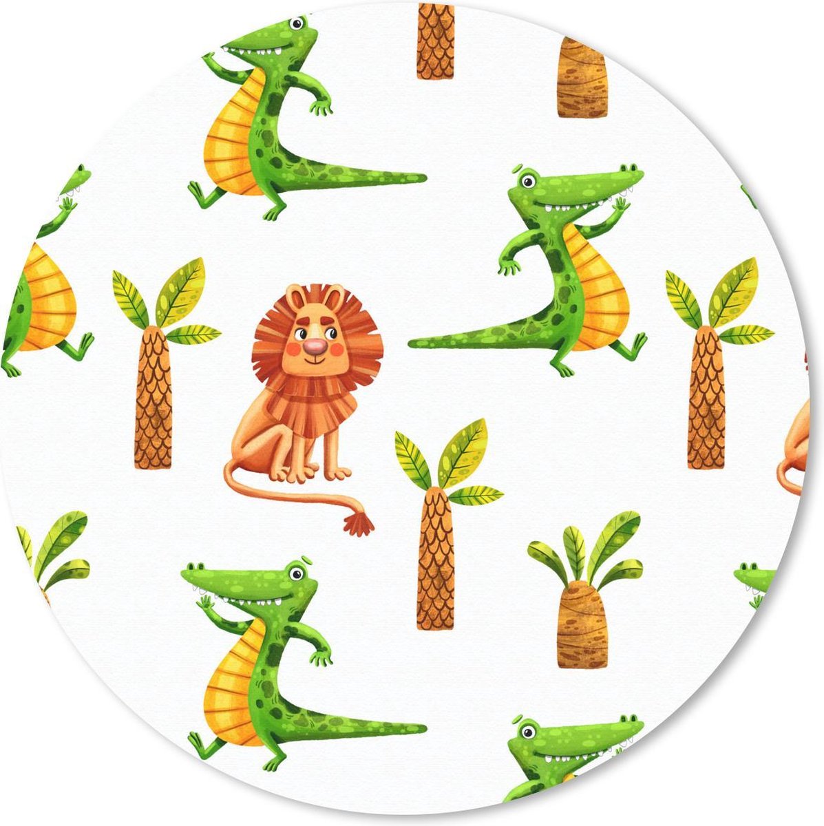 Muismat rond 50x50 cm - Mousepad Jungle - Dieren - Palmbomen - Ronde muismatten