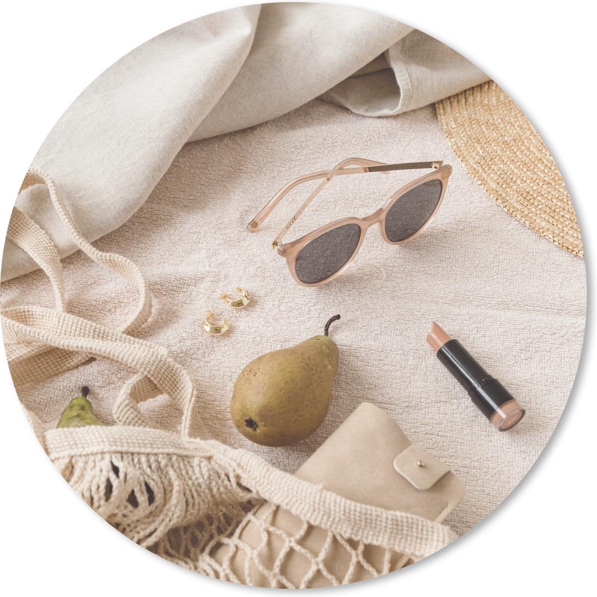 Muismat rond 30x30 cm - Mousepad Zonnebril - Peer - Zomer - Ronde muismatten