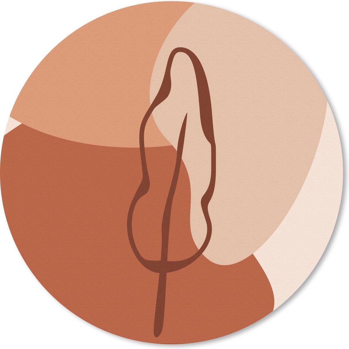 Muismat rond 30x30 cm - Mousepad Zomer - Blad - Bruin - Ronde muismatten