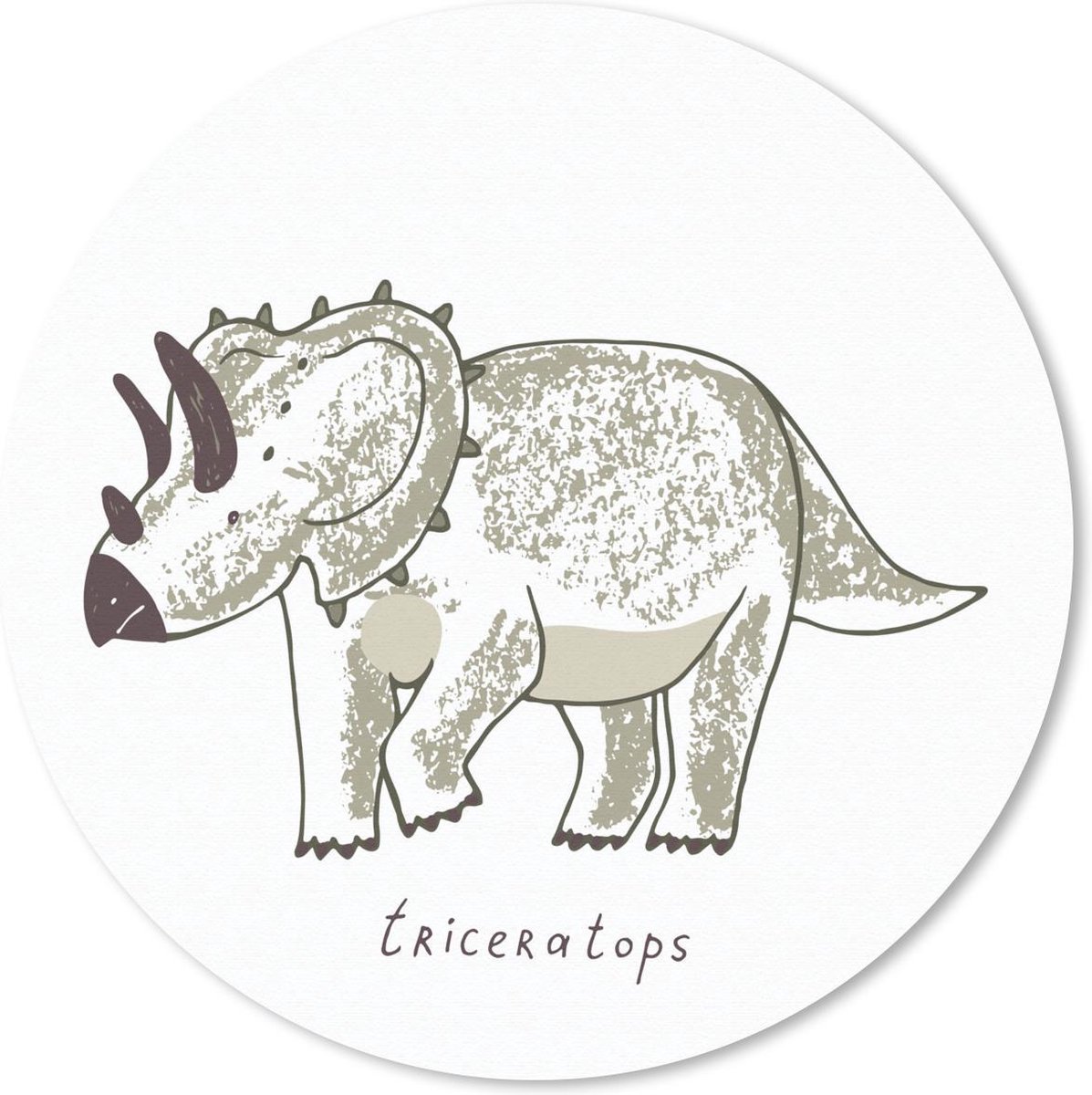 Muismat rond 20x20 cm - Mousepad Kinderkamer - Triceratops - Dinosaurus - Jongens - Meisjes - Kids - Ronde muismatten