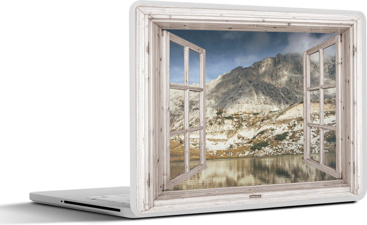 Laptop sticker - 12.3 inch - Doorkijk - Hout - Berg - 30x22cm - Laptopstickers - Laptop skin - Cover