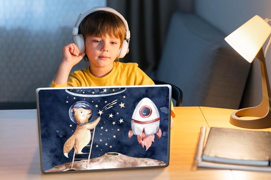 Sticker ordinateur portable - 11,6 pouces - Espace - Renard - Fusée