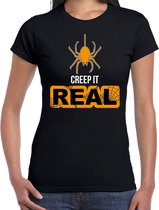 Halloween Creep it real halloween verkleed t-shirt zwart - dames - spin - horror shirt / kleding / kostuum M