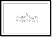 Poster - City Skyline Bangkok - 30 X 40 Cm - Zwart En Wit