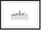 Poster - City Skyline Buenos Aires - 30 X 40 Cm - Zwart En Wit