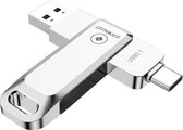 LUXWALLET PD8 USB Stick 32GB USB-C Type-C 3.1- USB 3.0 Flash Drive - OTG –360 Graden Roteerbaar – Zilver