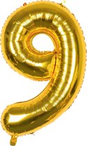 Fienosa Cijfer Ballonnen nummer 9 - Goud Kleur - 82 cm - Helium Ballon