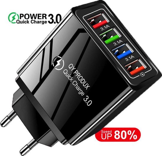 Quick Charge 3.0 snellader met 4 USB poorten snel opladen van alle | bol.com