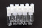 10 transparante Spray flesjes met verstuiver - 20 ml - lege sprayflacons - spray bottles - reisflesjes - Aroma diffuser - Hervulbaar