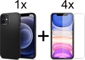 iParadise iPhone 13 Pro hoesje zwart case siliconen hoes cover hoesjes - 4x iPhone 13 Pro Screenprotector