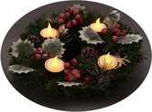 Verlichte kerstkrans met 4 t-light LED's - Ø 30 x 10 cm