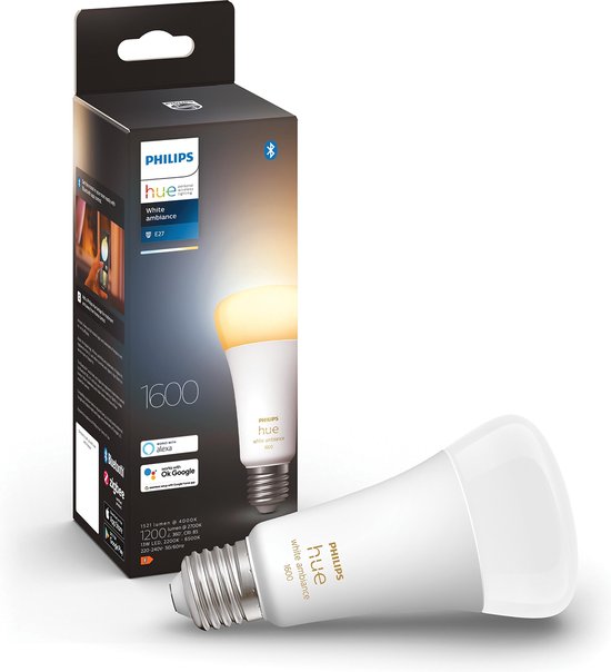 Philips Hue standaardlamp E27 Lichtbron - warm tot koelwitlicht - 1-pack - 1600lm - Bluetooth