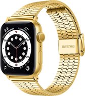 Geschikt voor Apple Watch bandje 38 / 40 / 41 mm - Series 1 2 3 4 5 6 7 8 SE - Smartwatch iWatch horloge band - 38mm 40mm 41mm - Fungus - RVS metaal - Goud - Zeven schakel