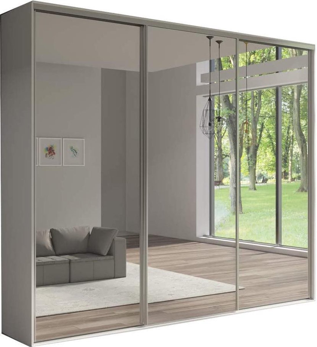 InspireMe Kledingkast met schuifdeuren Kledingkast met 3 spiegels