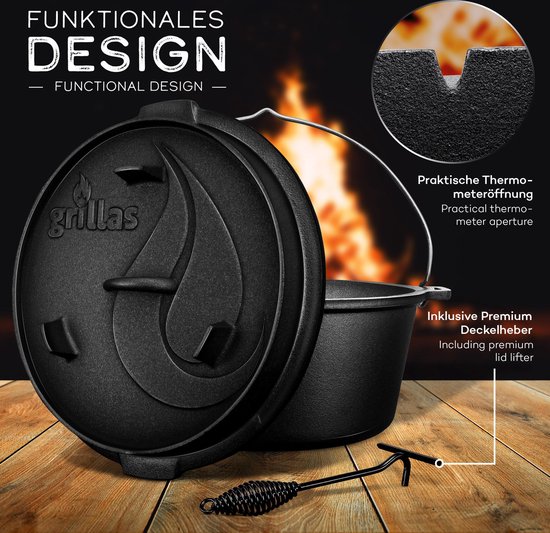 Grillas- Dutch Oven, 7.3L, BBQ pan, gietijzer