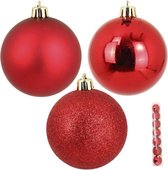 Set van 7 Rode PVC kerstballen 8 cm