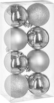 Set van 8 kerstballen - 70 mm - Zilver