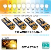 4x T10 Led Lamp Amber (Set 4 stuks) 2200K Canbus 5W5 | W5W | Led Signal Light | 12V | 168 | 194 | 2x | Stadslicht | Kentekenplaat Verlichting | 4014 15SMD | Oranje | Autolamp | 220
