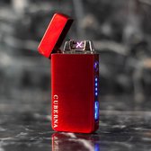 Cuberna Elektrische Plasma USB aansteker met batterij indicator Rood - Wind en Storm bestendig - Geschikt voor Kaarsen, Vuurwerk, Sigaretten en BBQ