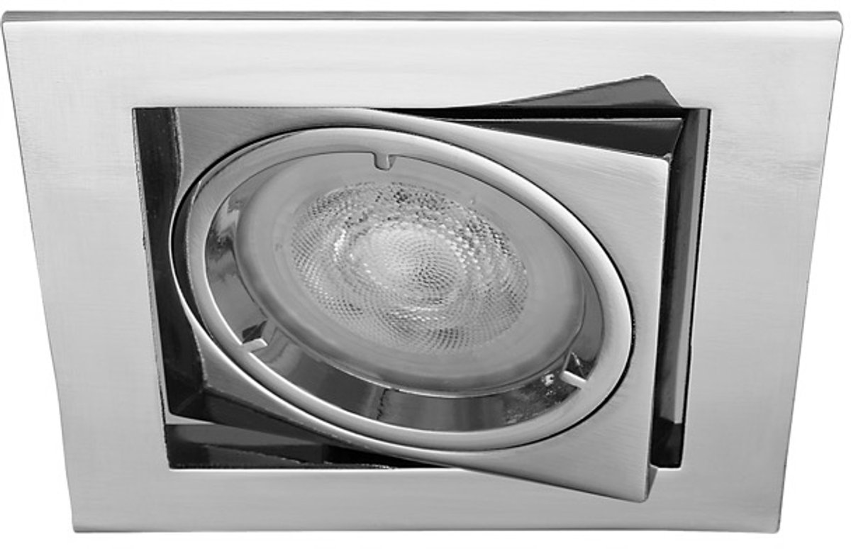 Platte inbouwspot Dandi -Vierkant Chrome -Extra Warm Wit -Dimbaar -3.8W -RTM Lighting LED