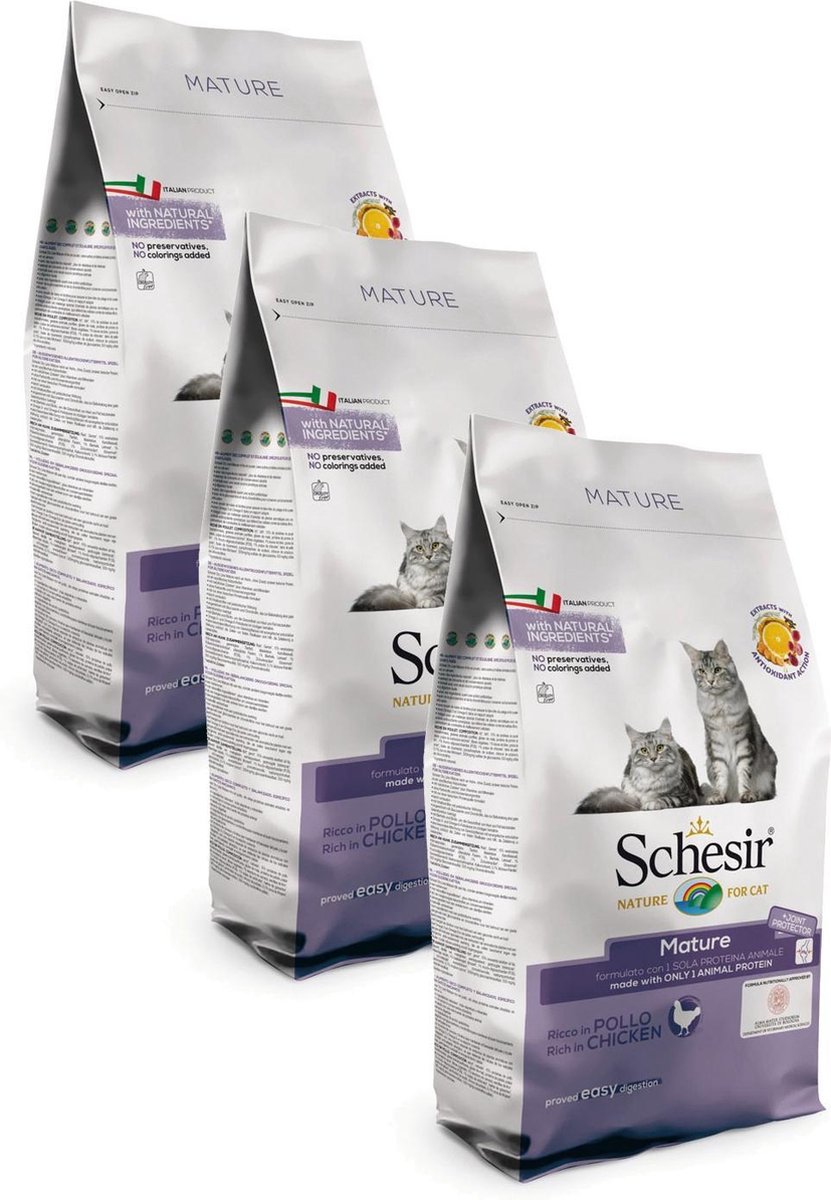 Schesir Mature Chicken - Kat - Volledig droogvoer - 3 x 400 gr