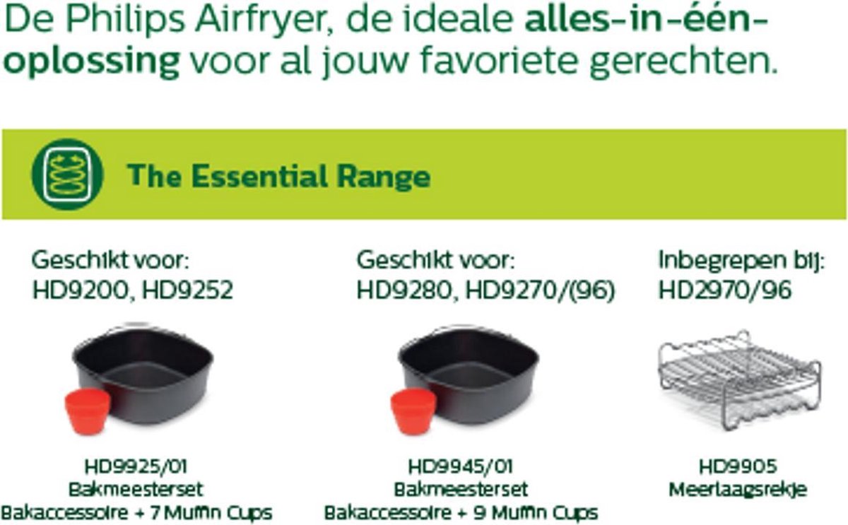Philips HD9925/01 Airfryer Kit plat de cuisson, Muffincups