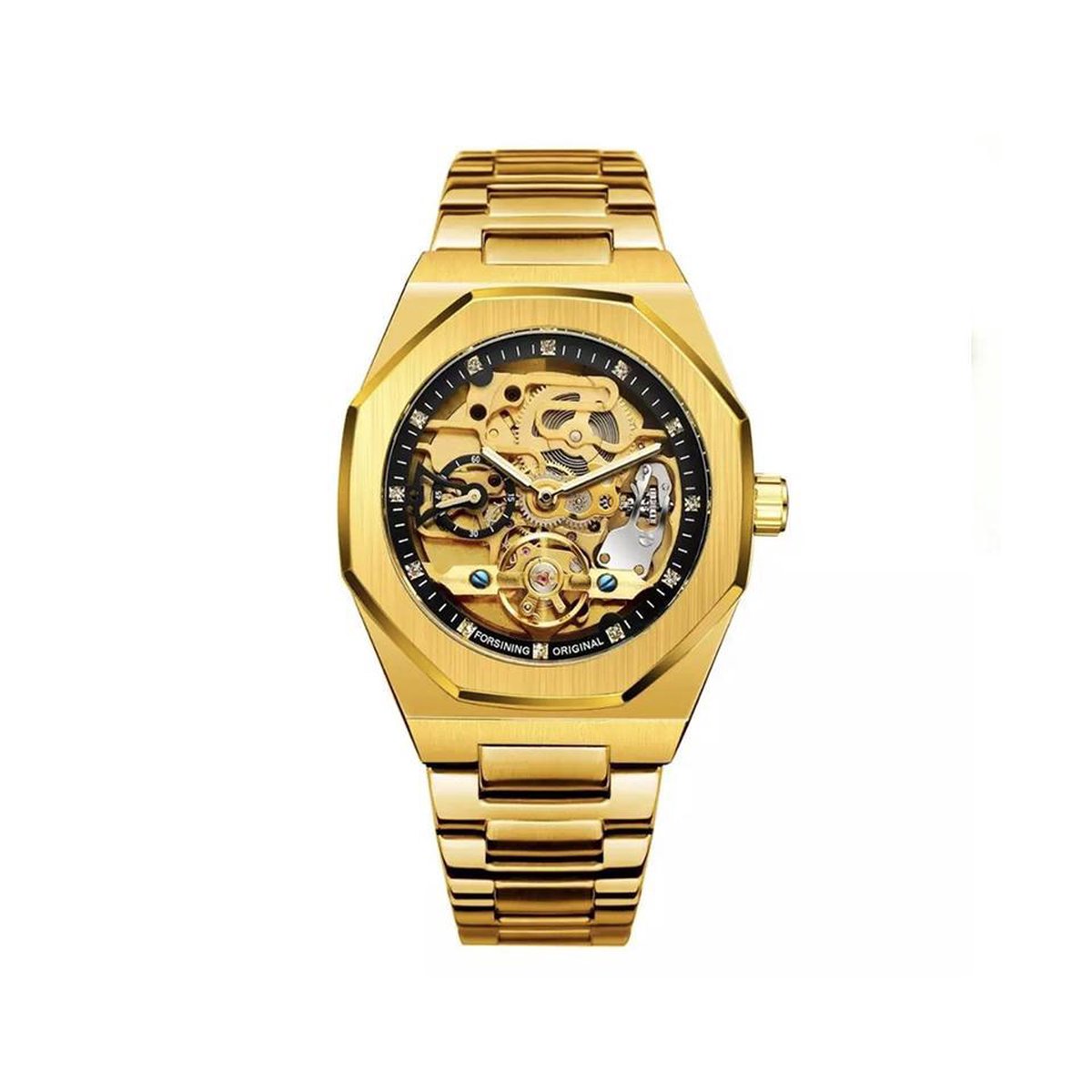 Tourbillon Skeleton Horloge Goud | Waterafstotend | Cadeau Giftbox | Goud | Automatic Horloges | Automatisch Watchwinder | Skeleton Horloges Unisex Skeleton Herenhorloge Jongens Heren | Vaderdag Cadeau | Valentijn | Valentijnscadeau