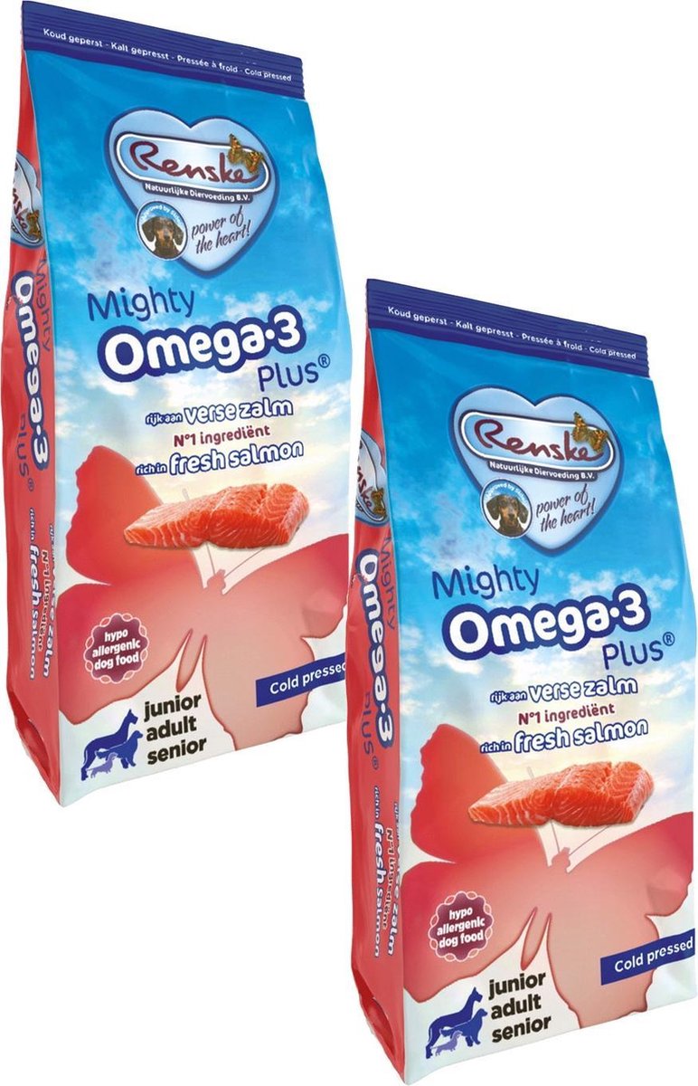 Renske Renske Mighty Omega Plus Adult Geperst Zalm - Hondenvoer - 2 x 3 kg