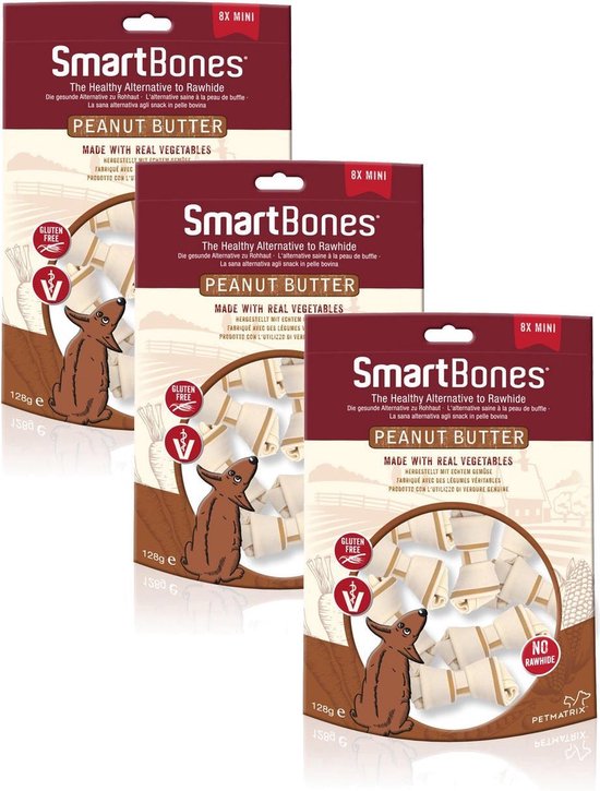 Smartbones Classic Bone Chews Pindakaas - Hondensnacks - 3 x Mini