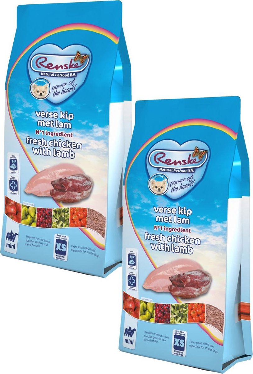 Renske Renske Adult Mini - Hondenvoer - 2 x Kip Lam 2 kg