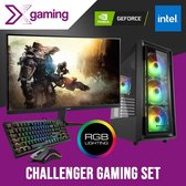 CHALLENGER Game PC Bundel Intel 10100F, GeForce GT 1030, 8GB, 500GB NVME SSD, Monitor, Toetsenbord, Muis, Muismat