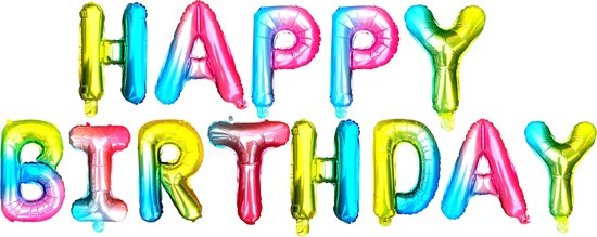 Verjaardag Versiering - Happy Birthday - Regenboog - Happy Birthday versiering - Happy Birthday Slinger - Ballonnen Verjaardag - Verjaardag Decoratie - Fienosa