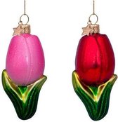 Glazen kerst decoratie set tulpen H10cm