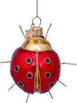 Ornament glass red/gold ladybug H9cm