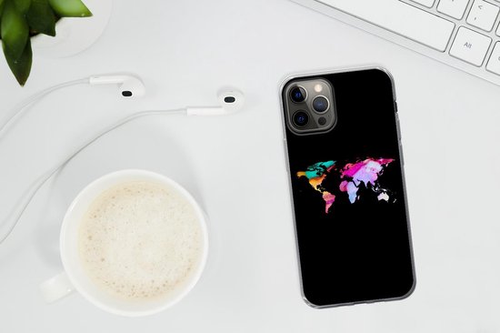 Coque iPhone 12 Pro - Wereldkaart - Couleur - Aquarelle - Coque de téléphone en Siliconen